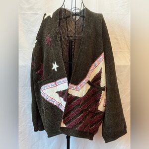 388 - POL Olive Cardigan with Star and Stripe Patterns